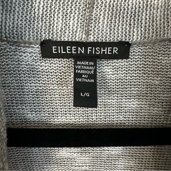 Eileen Fisher Organic Cotton Linen Slub Cardigan in Gray Size L GUC - Picture 3 of 6